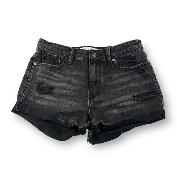 KanCan Black Distressed Shorts Size Medium - Picture 1 of 6